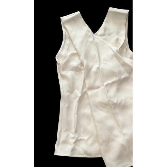 CELINE Paris 100% Silk Cross Front Top Off White Size 34 Made in France NWT - Picture 2 of 10
